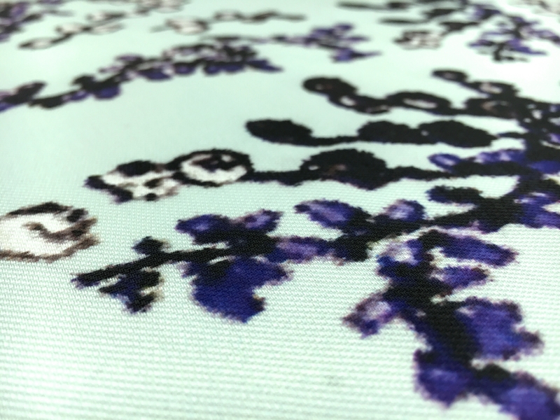 Printed Polyester Blend Twill with Lavender Sprigs2