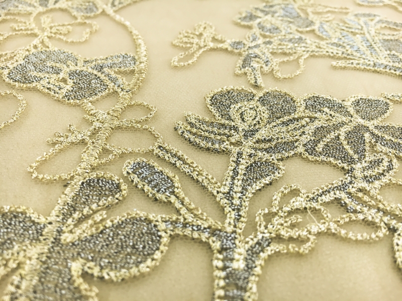 Metallic Embroidered Tulle with Florals and Heavy Embroidery2