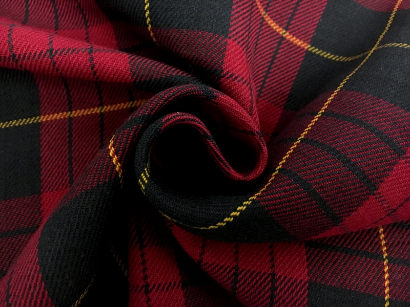 Cotton Tartan Plaid in Red Black and Gold