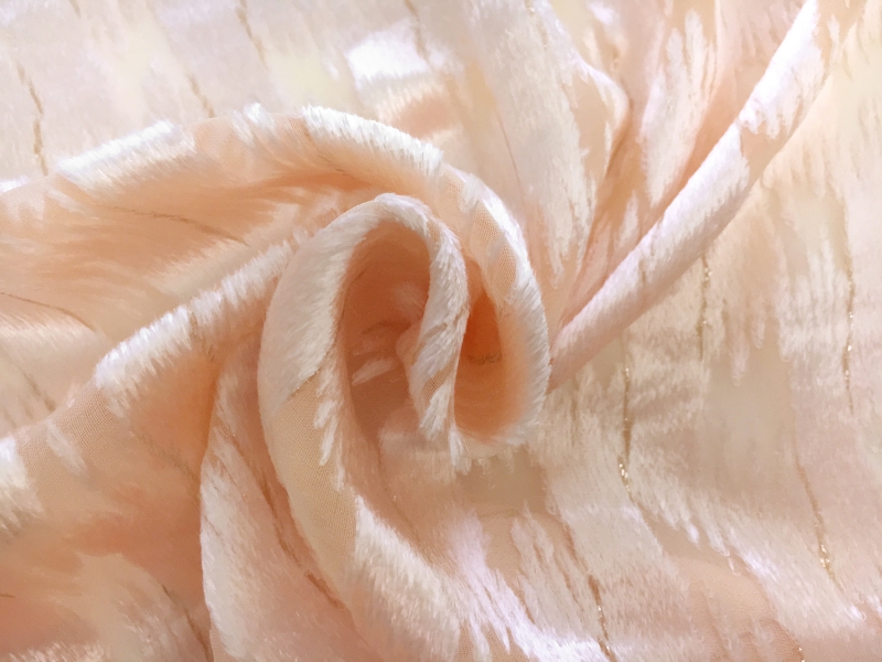 Peach Silk Lurex Burnout Velvet with Abstract Brushstrokes1