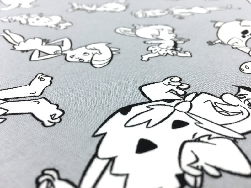 Flintstones Cotton Broadcloth Print in Grey2