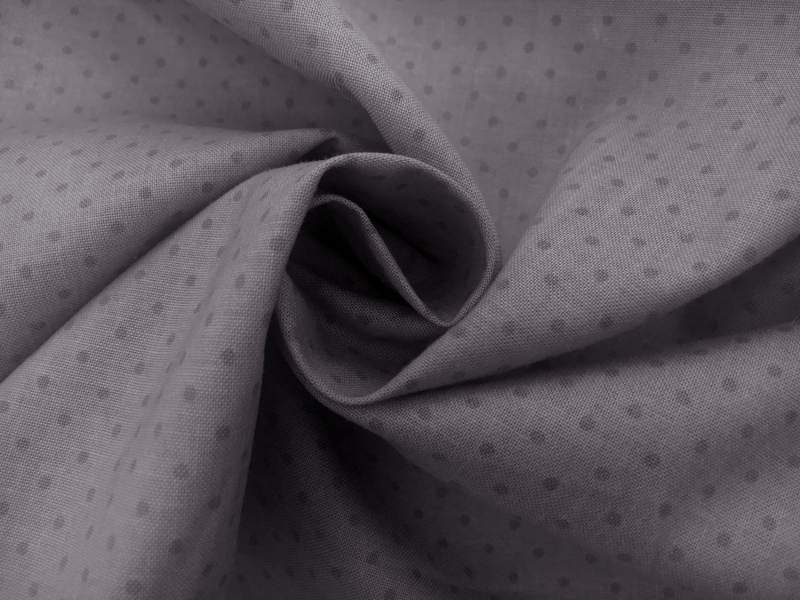 Cotton Broadcloth Polka Dot Print in Grey 1