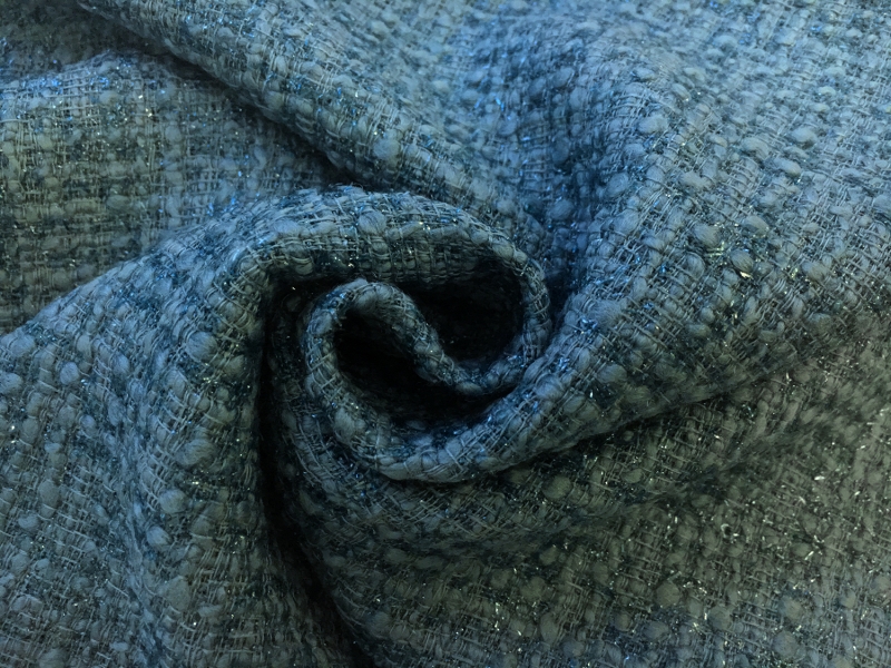 Wool and Nylon Lurex Tweed in Viridian Blue1