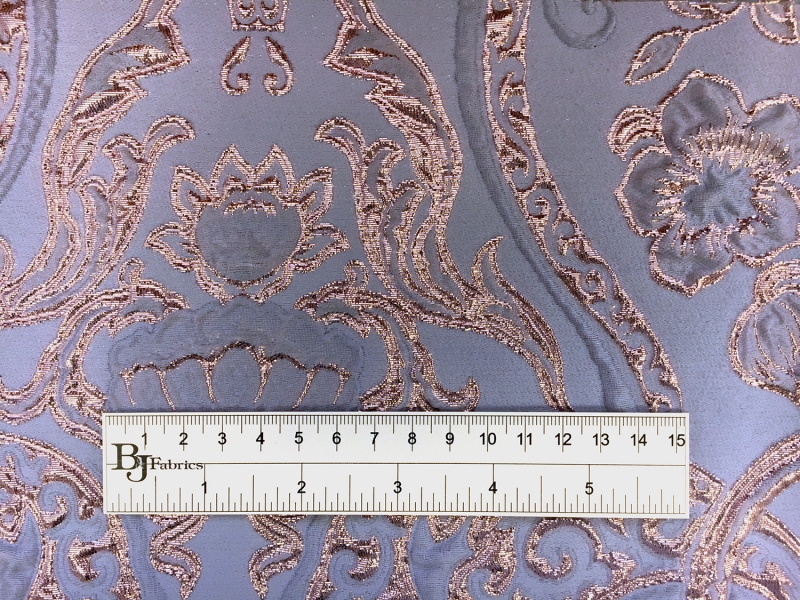 Silk Blend Metallic Cloqué Brocade with Rococo Floral Patterns1