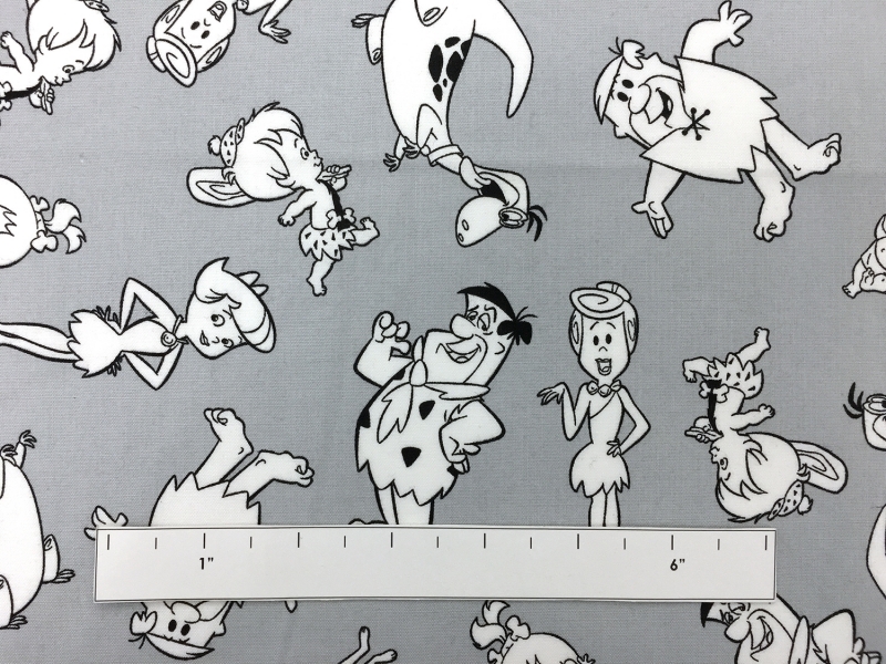 Flintstones Cotton Broadcloth Print in Grey1