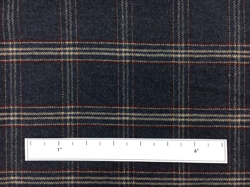Italian Stretch Wool Blend Plaid Suiting in Blue2