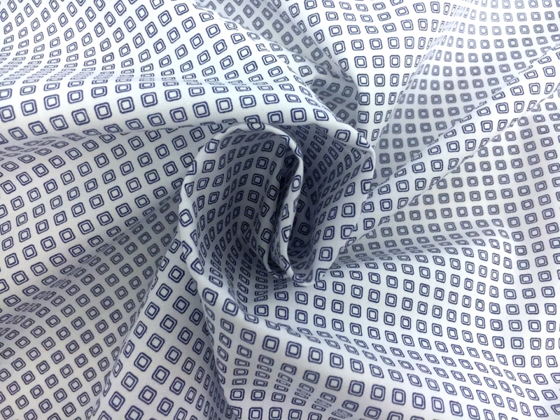 Cotton Shirting Petite Squares Print in Navy1