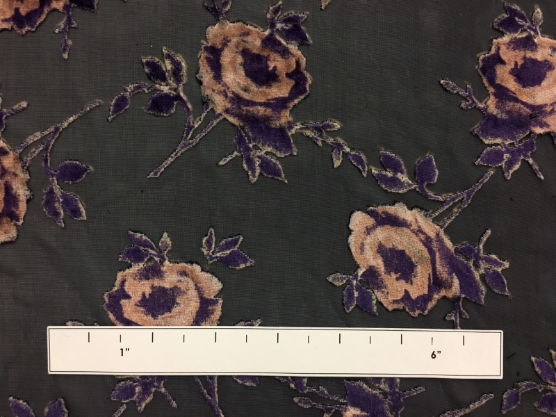 Silk Rayon Burnout Velvet With Floral Motif1