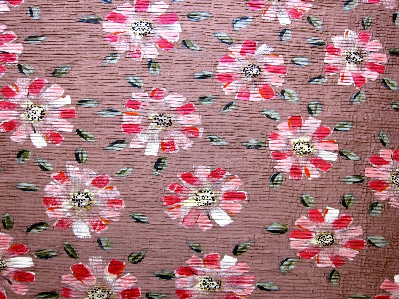 Pintuck Hand Painted Silk Shantung0
