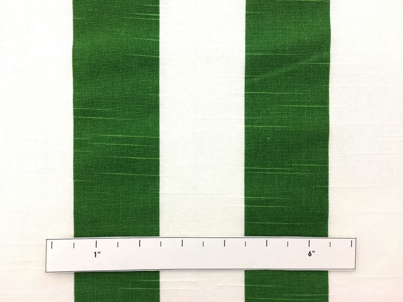 Cotton Canvas 2" Stripe In Green And White1