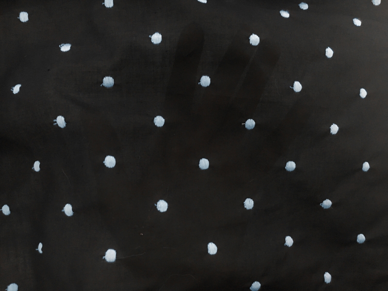 Cotton Embroidered Dots Baby Blue on Black2
