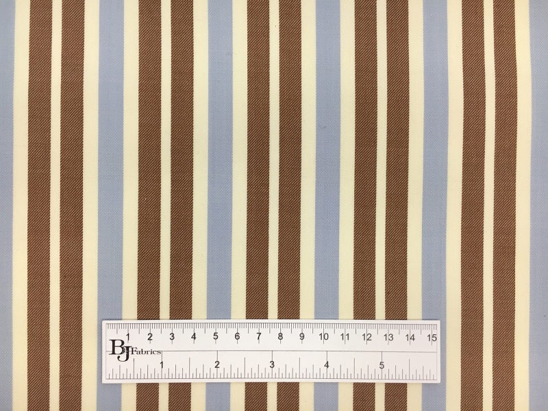 Wool Lycra Suiting Stripe in Brown and Blue3