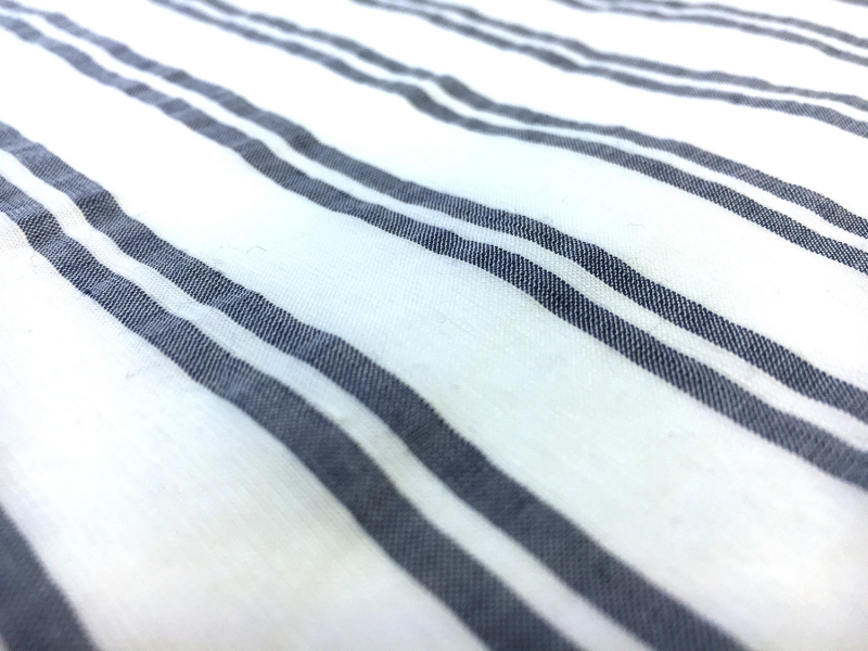 Rayon Linen Woven Stripe in White and Navy3