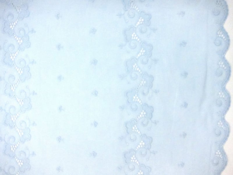 Embroidered Cotton Voile Eyelet in Sky Blue0