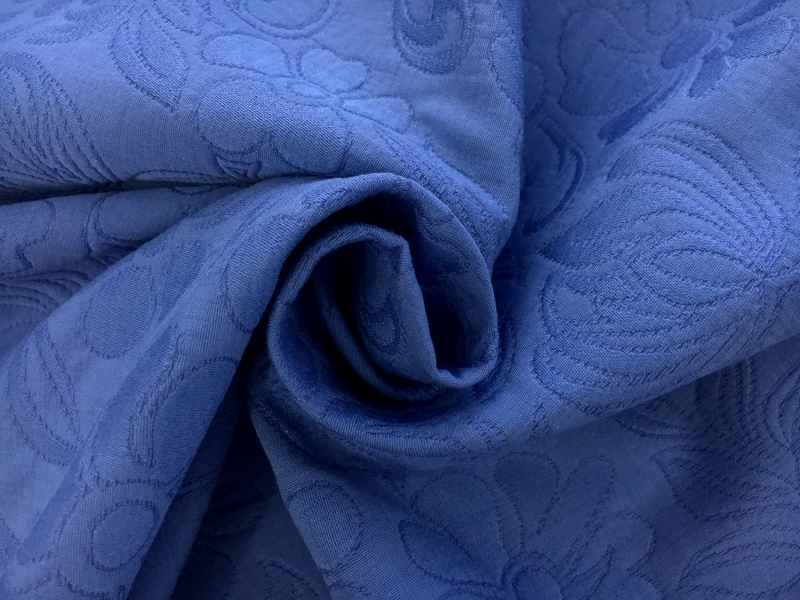 Italian Cotton Blend Floral Brocade in Periwinkle1