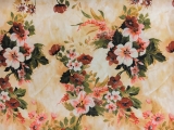 Prined Lightweight Silk Satin with Painterly Fall Flowers0