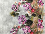 Printed Silk Charmeuse with a Lush Garden Scene0